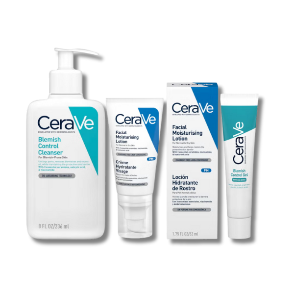 CeraVe 3-Step Blemish Control and Moisturising Evening Routine for Oily to Blemish-Prone Skin with Salicylic Acid