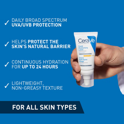 CeraVe AM Facial Moisturising Lotion SPF30 with Ceramides for Normal to Dry Skin 52ml