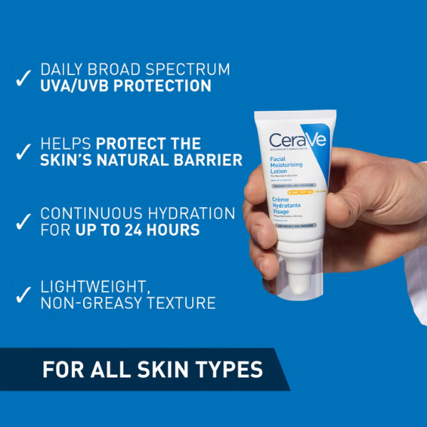 CeraVe AM Facial Moisturising Lotion SPF30 with Ceramides for Normal to Dry Skin 52ml