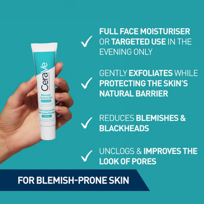 CeraVe Blemish Control Gel Moisturiser with 2% Salicylic Acid & Niacinamide for Blemish-Prone Skin 40ml