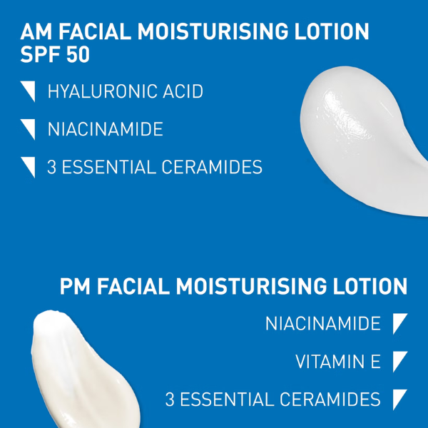 CeraVe Day & Night Facial Moisturising Duo for Dry Skin with SPF 50 and Niacinamide