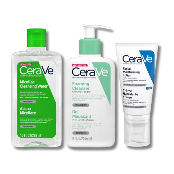 CeraVe Foaming 3 Step Double Cleanse and Moisturise Bundle