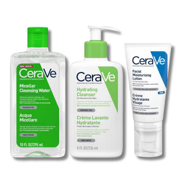 CeraVe Hydrating 3 Step Double Cleanse and Moisturise Bundle