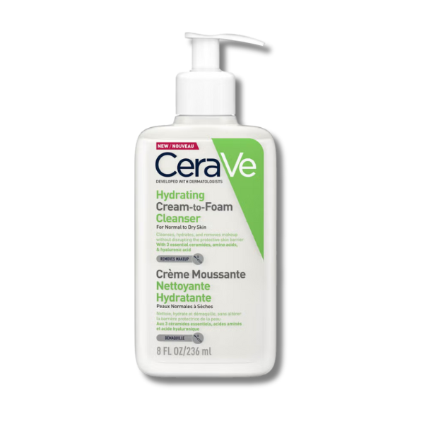 CeraVe Hydrating Cream-to-Foam Cleanser with Amino Acids for Normal to Dry Skin 236ml
