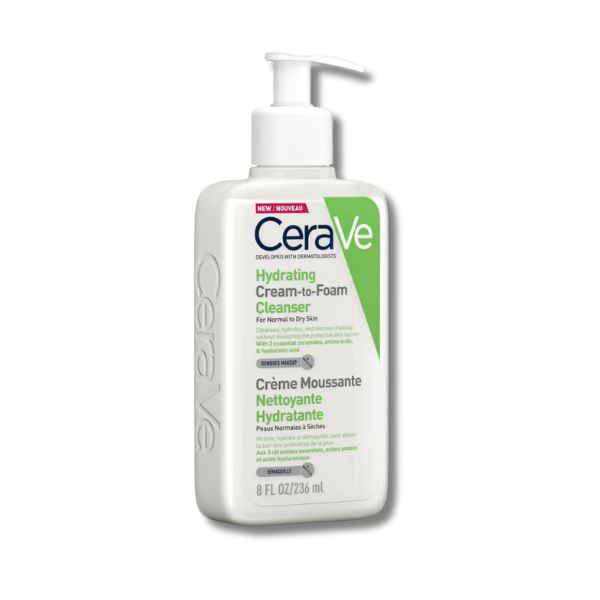 CeraVe Hydrating Cream-to-Foam Cleanser with Amino Acids for Normal to Dry Skin 236ml