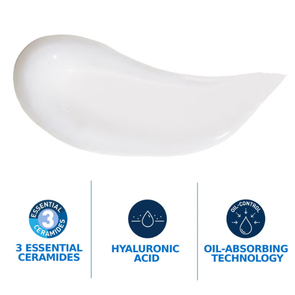 CeraVe Oil Control Moisturising Gel-Cream With Oil Absorbing Technology and Ceramides for Combination and Oily Skin 52ml