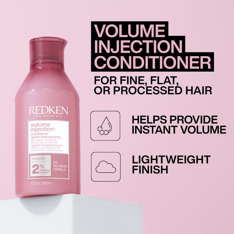 Redken Volume Injection Shampoo, Conditioner and One United Treatment Spray Routine for Fine/Flat Hair