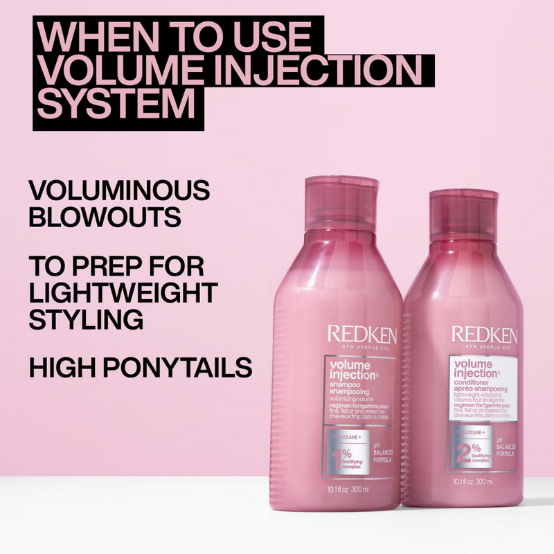 Redken Volume Injection Shampoo 300ml and Conditioner 300ml Set for Fine, Flat Hair, Adds Lift and Volume