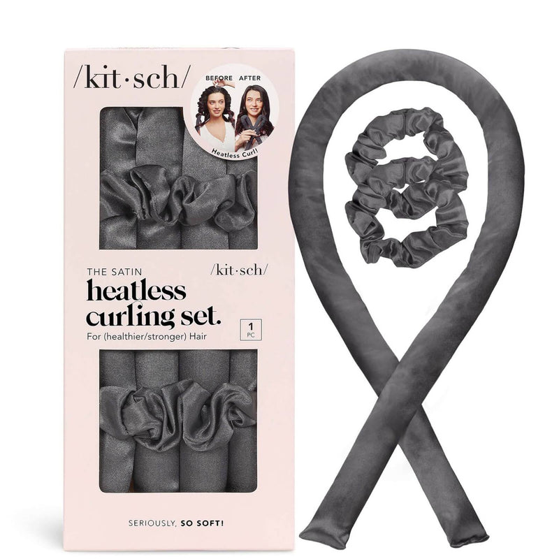 Kitsch Satin Heatless Curling Set - Charcoal