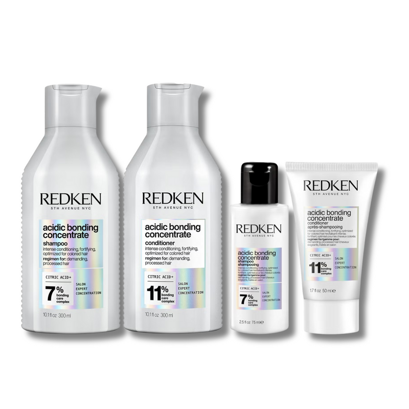 Redken Acidic Bonding Concentrate Shampoo and Conditioner 300ml with Mini Shampoo 75ml and Conditioner 50ml (Worth £62.11)