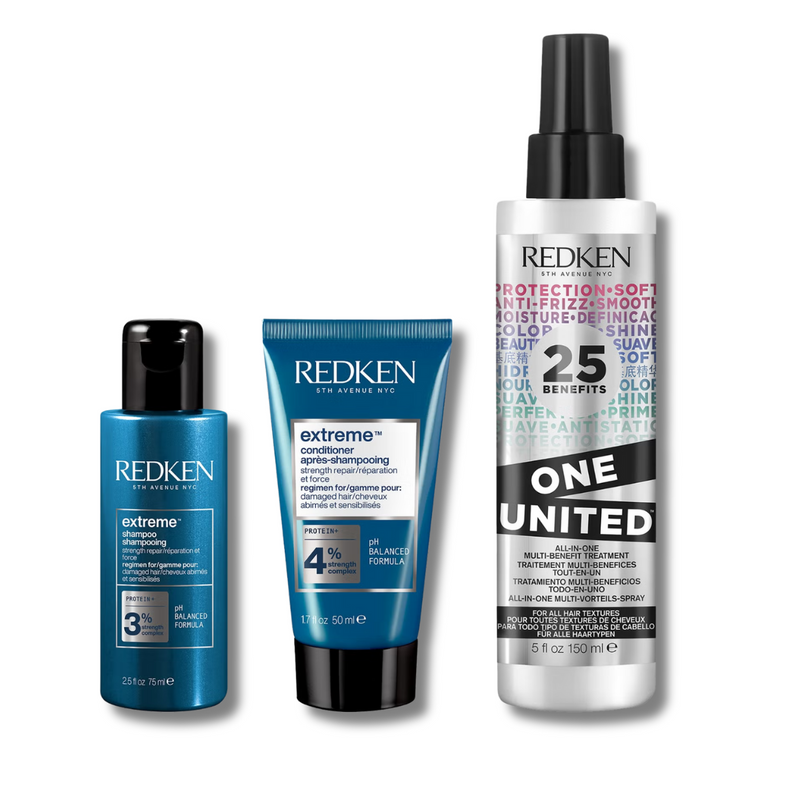 Redken Extreme Shampoo and Conditioner with One United Multi-Benefit Spray Bundle for Damaged Hair
