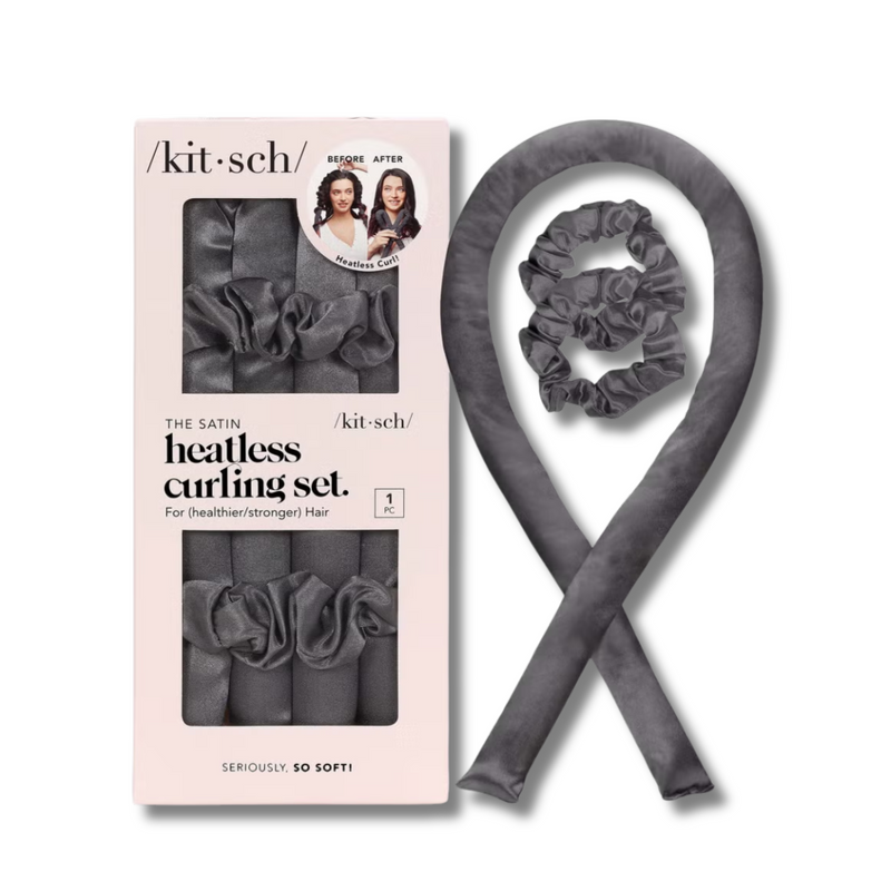 Kitsch Satin Heatless Curling Set - Charcoal