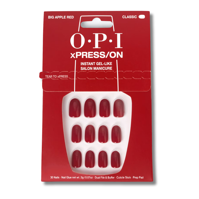 OPI xPRESS/ON Red Press On Nails Gel-Like Salon Manicure - Big Apple Red