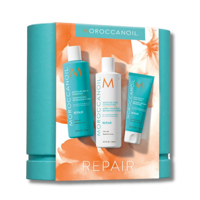 Moroccanoil Moisture Repair Shampoo and Conditioner Set with Free Restorative Hair Mask 75ml