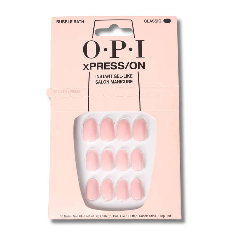 OPI xPRESS/ON Sheer Pink Press On Nails Gel-Like Salon Manicure - Bubble Bath