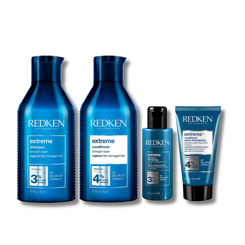 Redken Extreme Shampoo and Conditioner 300ml with Mini Shampoo 75ml and Conditioner 50ml Damaged Hair Bundle (Worth £55.01)