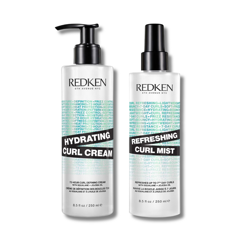 Redken Hydrating Curl Defining Cream and Refreshing Curl Hair Mist Bundle for Curly and Coily Hair