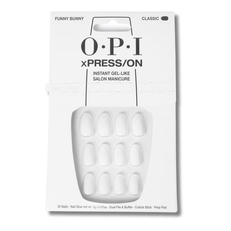 OPI xPRESS/ON White Press On Nails Gel-Like Salon Manicure - Funny Bunny