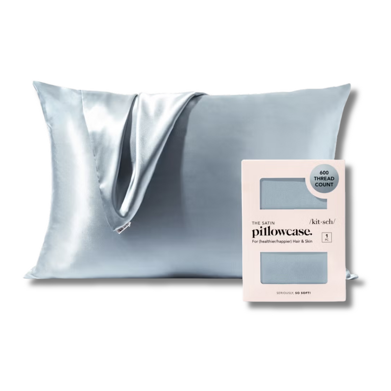 Kitsch Standard Satin Pillowcase - Haze Blue