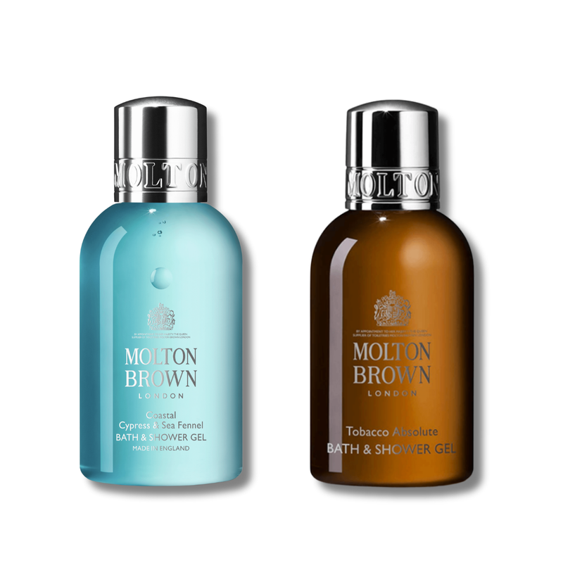 Molton Brown Bath & Shower Gel Duo – Coastal Cypress & Sea Fennel + Tobacco Absolute (2 x 100ml)