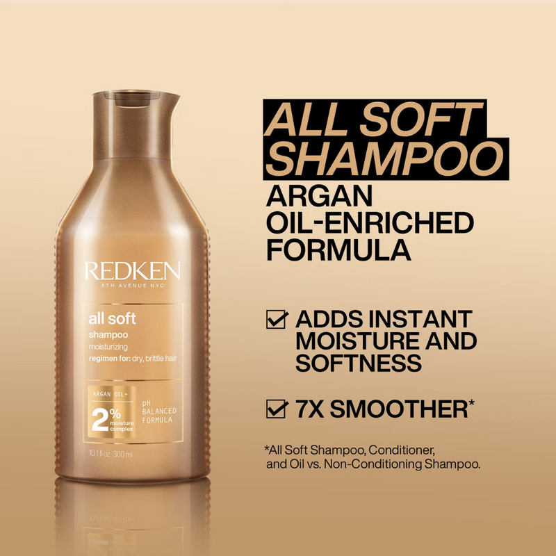 Redken All Soft Shampoo and Conditioner 300ml with Mini Shampoo 75ml and Conditioner 50ml Dry Hair Bundle (Worth £55.02)