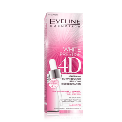 EVELINE Cosmetics White Prestige 4D Lightening Serum Booster Reducing Discolouration 18ml