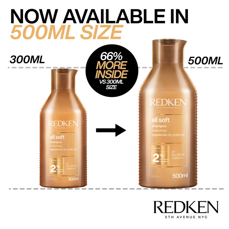 Redken All Soft Shampoo and Conditioner Routine for Dry, Brittle Hair Supersize 500ml