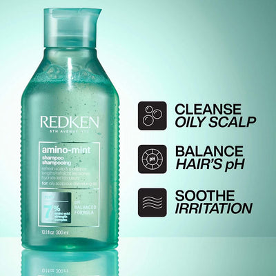 Redken Amino Mint Scalp Cleansing for Greasy Hair Shampoo and All Soft Conditioner Bundle