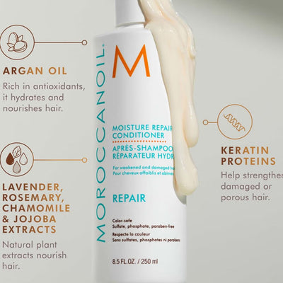 Moroccanoil Moisture Repair Shampoo and Conditioner Set with Free Restorative Hair Mask 75ml
