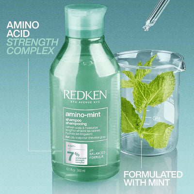 Redken Amino Mint Scalp Cleansing for Greasy Hair Shampoo and All Soft Conditioner Bundle