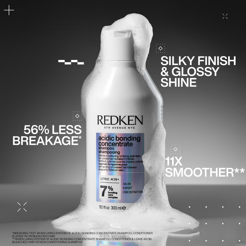 Redken Acidic Bonding Concentrate Shampoo 300ml, Conditioner 300ml, Leave-in Treatment 150ml and 24/7 Night & Day Serum Bundle