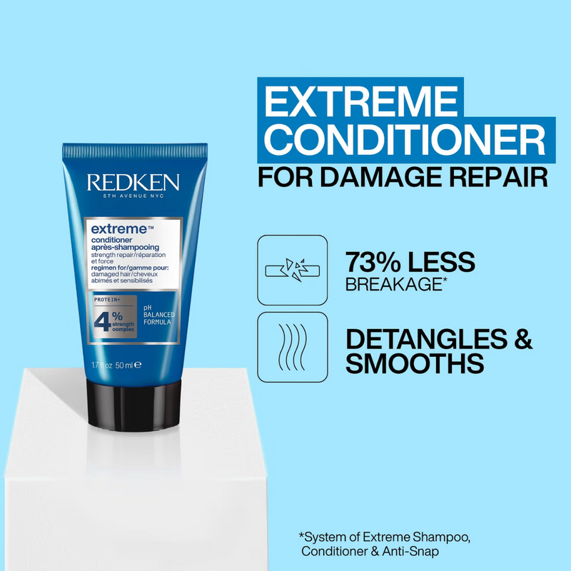 Redken Extreme Shampoo 75ml, Conditioner 50ml and Anti-Snap Anti-Breakage Spray 250ml Bundle for Damaged Hair (Worth £35.41)