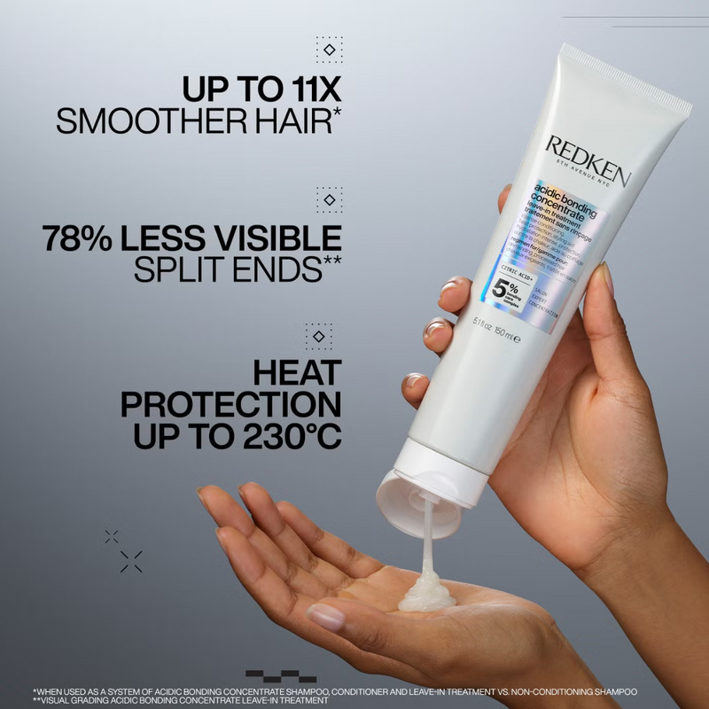 Redken Acidic Bonding Concentrate Leave-In Treatment, Bond Repair for Damaged Hair with Heat Protection 150ml