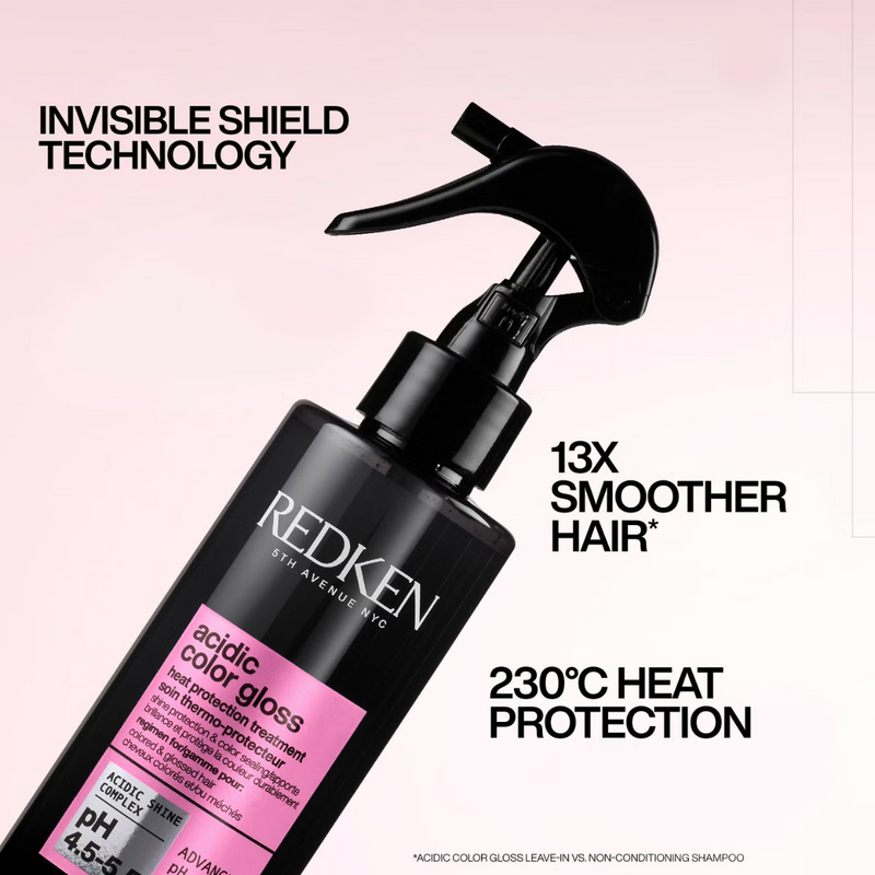 Redken Acidic Color Gloss Shampoo 300ml, Conditioner 300ml and Heat Protection Treatment 45ml, Glass-Like Shine (Worth £57.49)