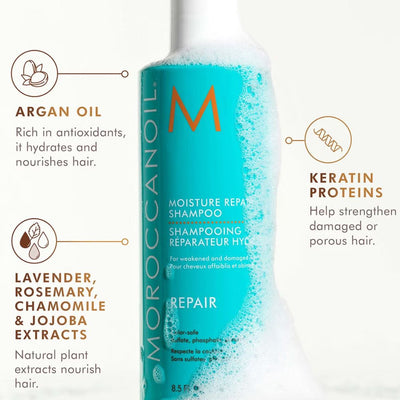 Moroccanoil Moisture Repair Shampoo and Conditioner Set with Free Restorative Hair Mask 75ml