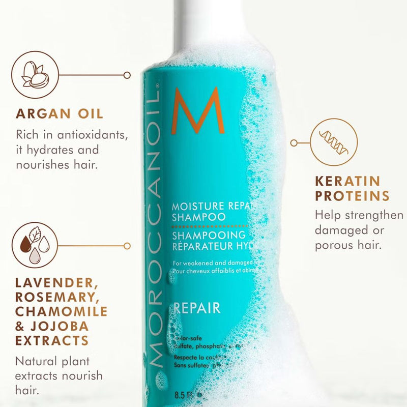 Moroccanoil Moisture Repair Shampoo and Conditioner Set with Free Restorative Hair Mask 75ml
