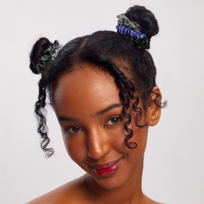 Kitsch Satin Petite Scrunchies 5 Piece Set - Midnight