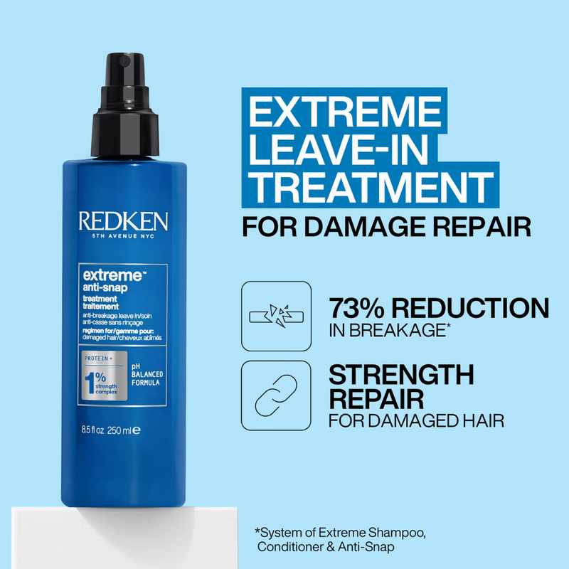 Redken Extreme Shampoo 300ml, Conditioner 300ml, Anti-Snap 250ml + Shampoo and Conditioner Travel Sizes Bundle (Worth £81.01)