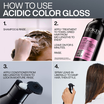 Redken Acidic Color Gloss Shampoo 300ml, Conditioner 300ml and Heat Protection Treatment 45ml, Glass-Like Shine (Worth £57.49)