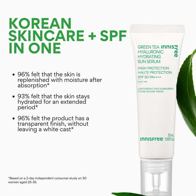 INNISFREE Green Tea Hyaluronic Moist Sun Serum SPF50 50ml