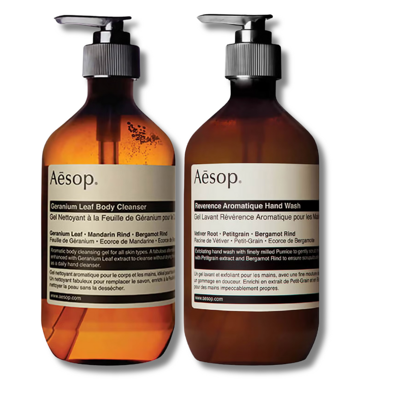 Aesop Geranium Cleanser and Reverence Hand Wash Duo