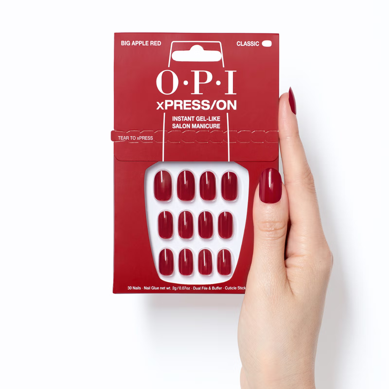 OPI xPRESS/ON Red Press On Nails Gel-Like Salon Manicure - Big Apple Red