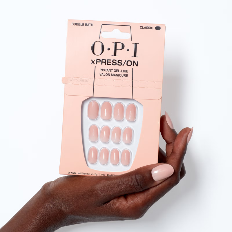 OPI xPRESS/ON Sheer Pink Press On Nails Gel-Like Salon Manicure - Bubble Bath