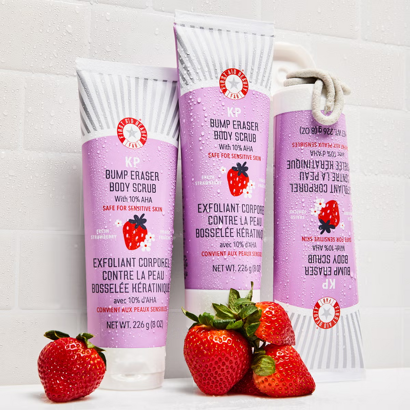 First Aid Beauty KP Bump Eraser Fresh Strawberry Body Scrub with 10% AHA 56.7g
