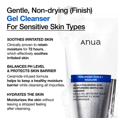 Anua 8 Hyaluronic Acid Moisturising Gentle Gel Cleanser 150ml