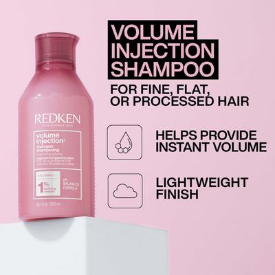 Redken Volume Injection Shampoo 300ml and Conditioner 300ml Set for Fine, Flat Hair, Adds Lift and Volume