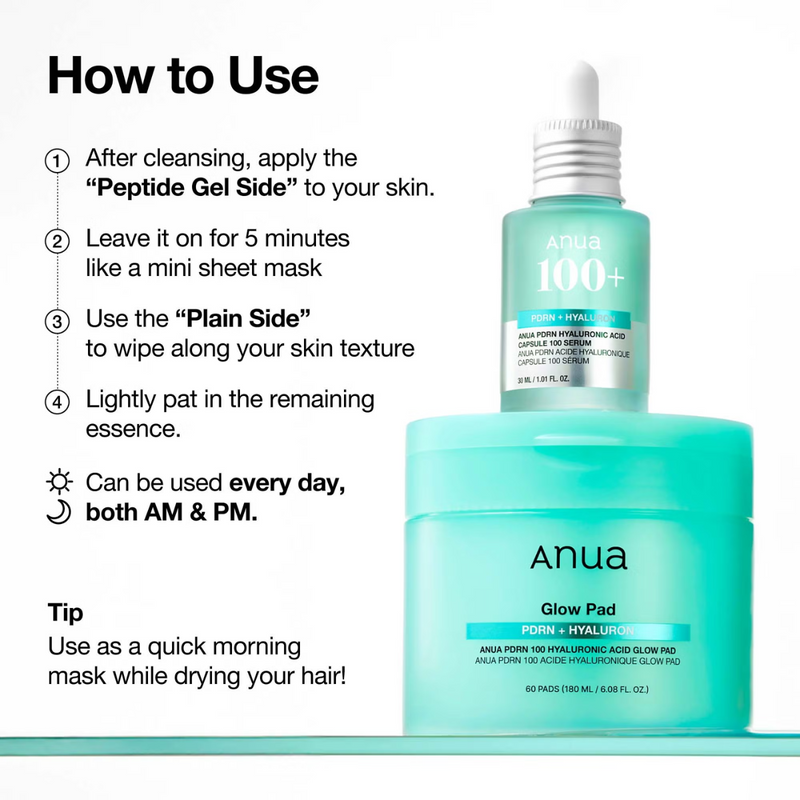 Anua PDRN 100 Hyaluronic Acid Glow Pad 180ml