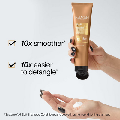 Redken All Soft Shampoo 75ml, Conditioner 30ml and Leave-in Treatment 150ml Bundle for Dry and Brittle Hair (Worth £33.82)