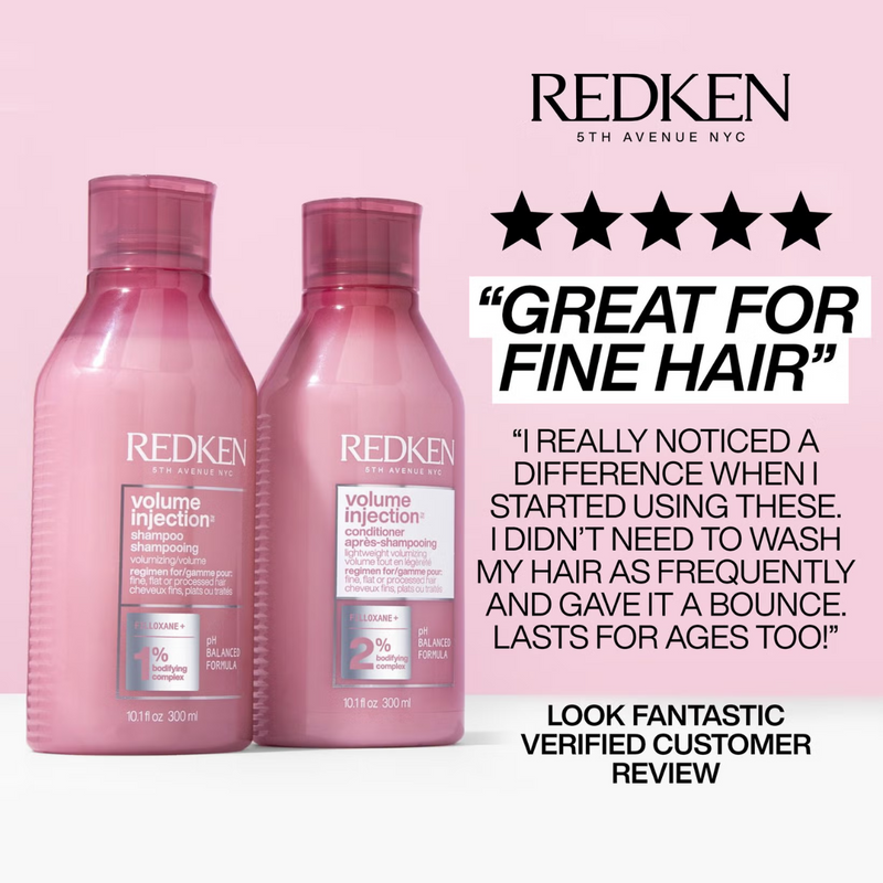 Redken Volume Injection Shampoo, Conditioner and One United Treatment Spray Routine for Fine/Flat Hair