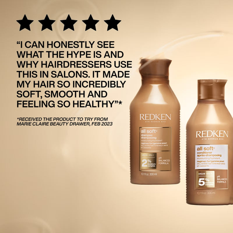 Redken Amino Mint Scalp Cleansing for Greasy Hair Shampoo and All Soft Conditioner Bundle